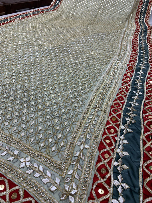Shasmose Silk Hand made Chatta Patti and Gotta work dupatta