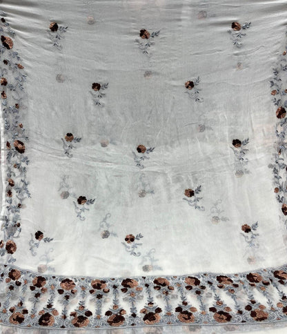 2-Piece Pure Chiffon Handmade Parsi Gara with Resham thread embroidery