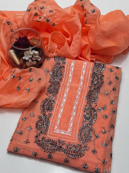 2-Piece Handmade Tarkashi with Gota Work on Paper Cotton Shirt & Dupatta
