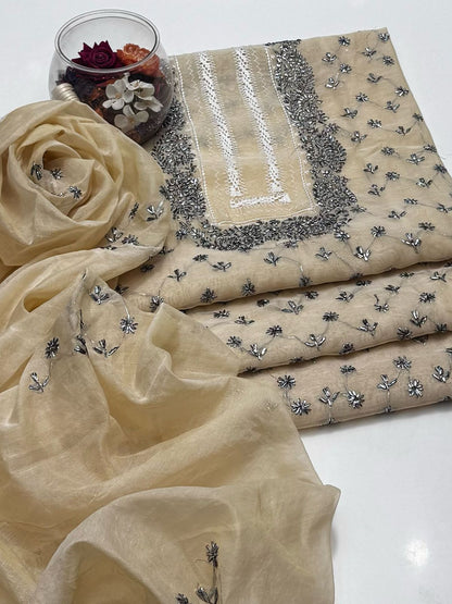 2-Piece Handmade Tarkashi with Gota Work on Paper Cotton Shirt & Dupatta