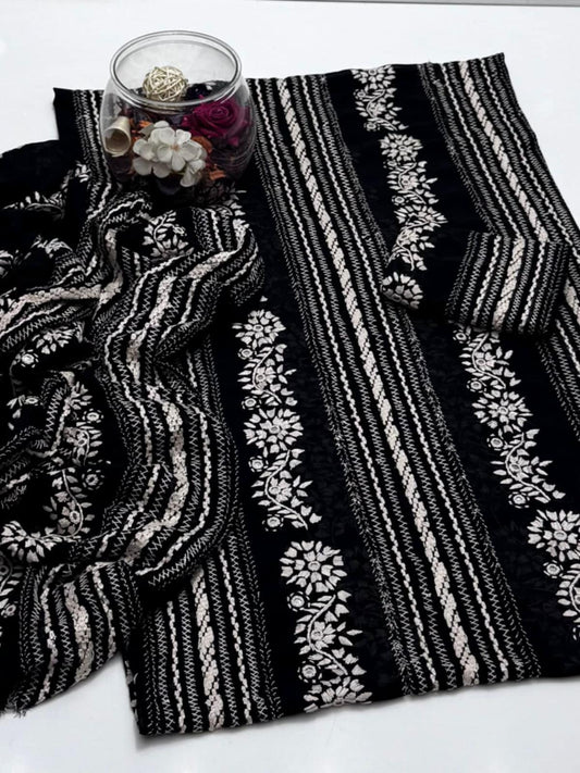 2-Piece Handmade Georgette Paka Tanka Tarkashi