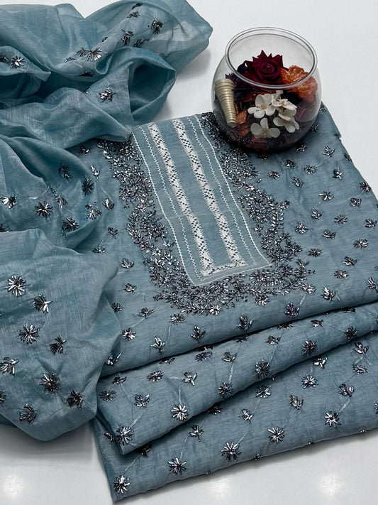 2-Piece Handmade Tarkashi with Gota Work on Paper Cotton Shirt & Dupatta