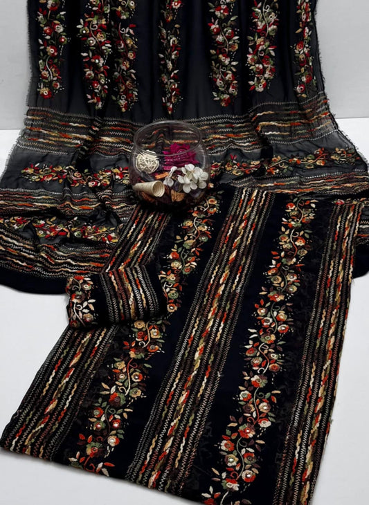 2-Piece Handmade Georgette Paka Tanka Tarkashi