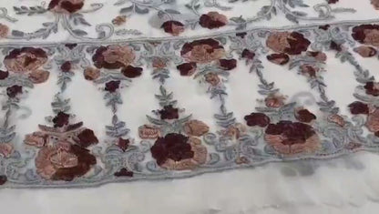 2-Piece Pure Chiffon Handmade Parsi Gara with Resham thread embroidery
