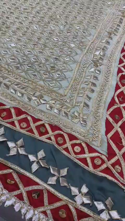 Shasmose Silk Hand made Chatta Patti and Gotta work dupatta