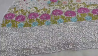 2-Piece Pure Chiffon Handmade Parsi gara Work