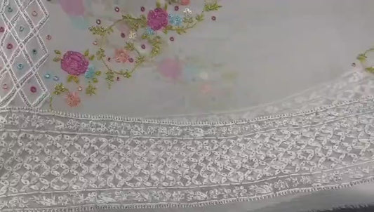 2-Piece Pure Chiffon Handmade Parsi gara Work