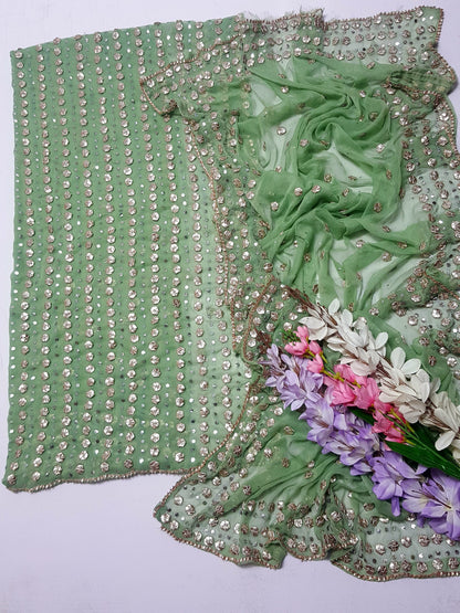 2 piece Soft chiffon gota Mukesh