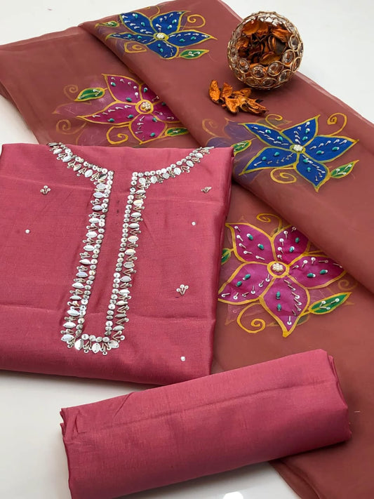 3 piece hand painted Silk suit