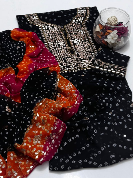 2 piece chunri ,press gota chiffon suit