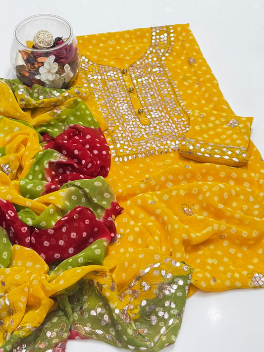 2 piece chunri ,press gota chiffon suit