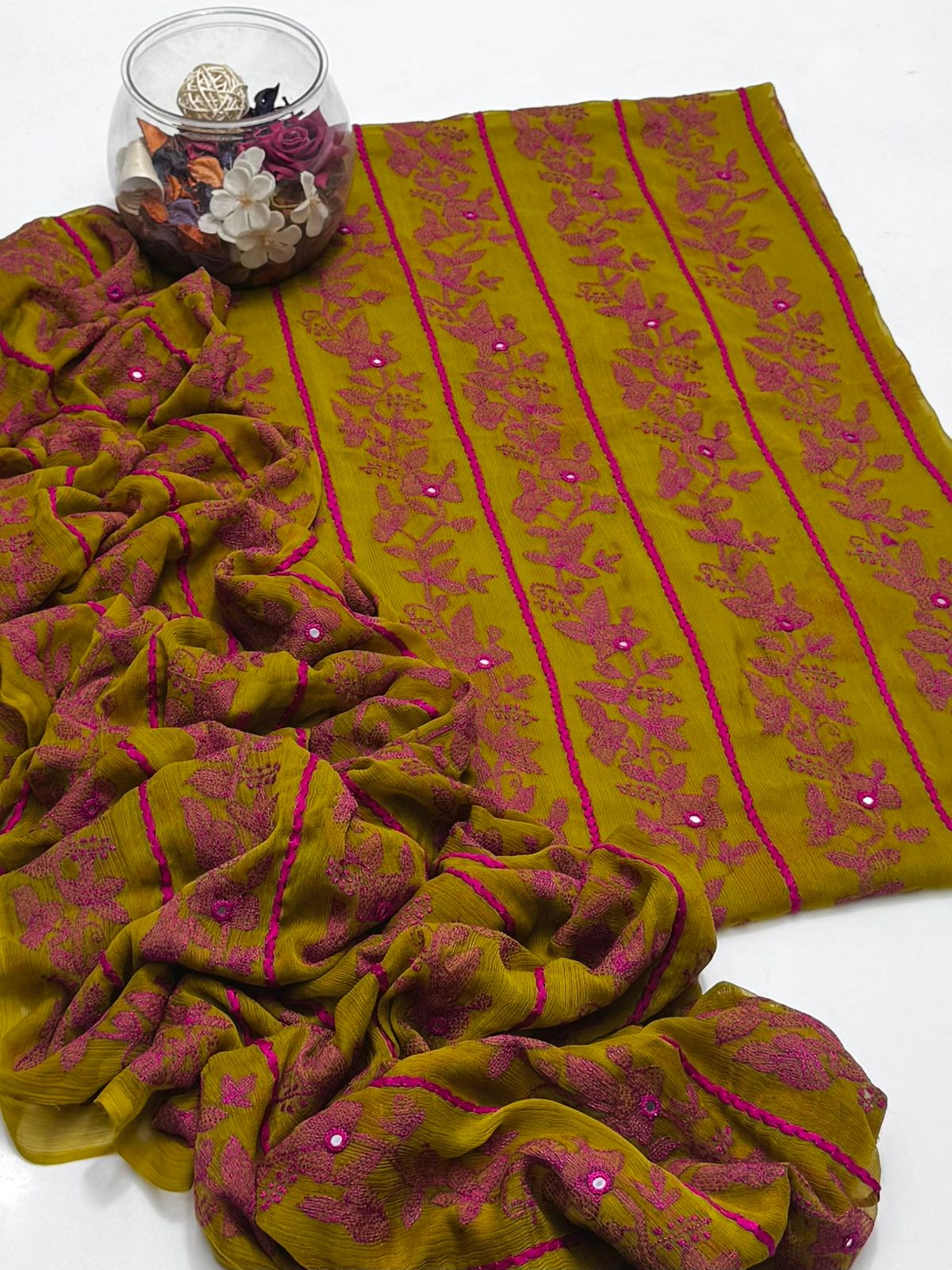 2-Piece Chiffon Kacha Tanka Tarkashi suit