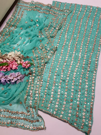 2 piece Soft chiffon gota Mukesh