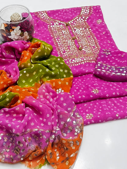2 piece chunri ,press gota chiffon suit