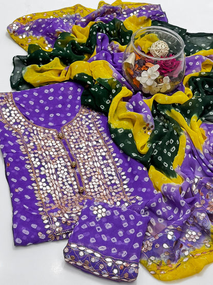 2 piece chunri ,press gota chiffon suit