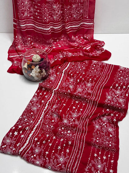 2-Piece Chiffon Kacha Tanka Tarkashi suit