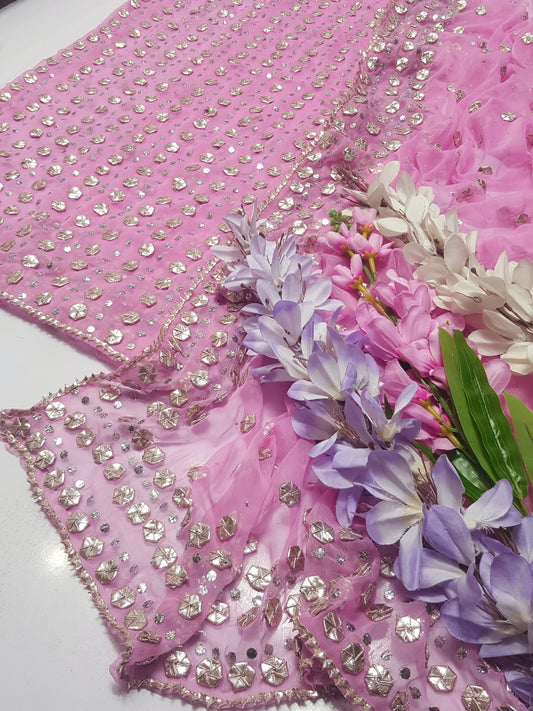 2 piece Soft chiffon gota Mukesh