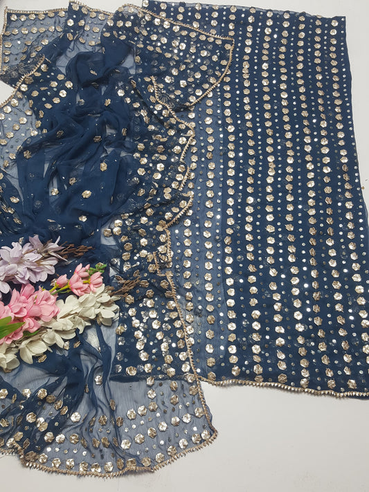2 piece Soft chiffon gota Mukesh
