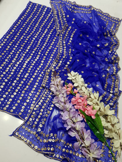 2 piece Soft chiffon gota Mukesh