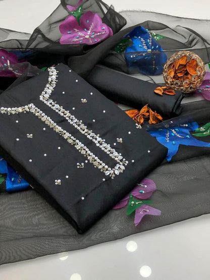 3 piece hand painted Silk suit