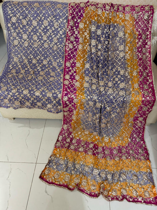 2 piece pure chiffon handmade gota ,chunri suit