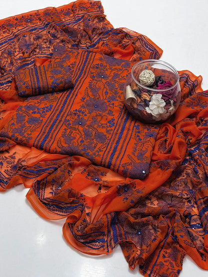 2-Piece Chiffon Kacha Tanka Tarkashi suit