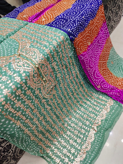 2 piece pure chiffon handmade press gotta with chunri